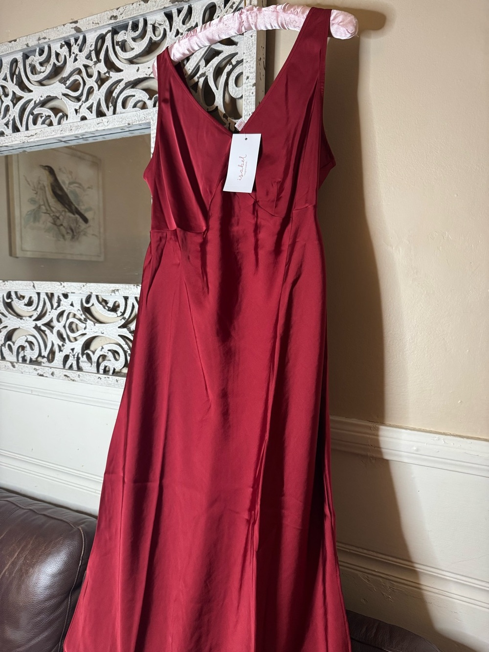 Elegant Burgundy V-Neck Women's Maternity Dress